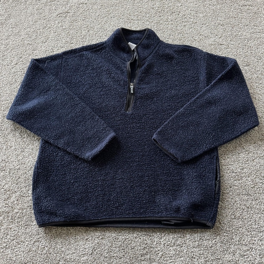 Y2K Old Navy Jacket Mens XL Blue Fleece 1/4 Zip Sherpa Pullover Winter Casual